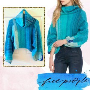 Free People Cloud Kicker Cropped Sweater in Turquoise, XS/S